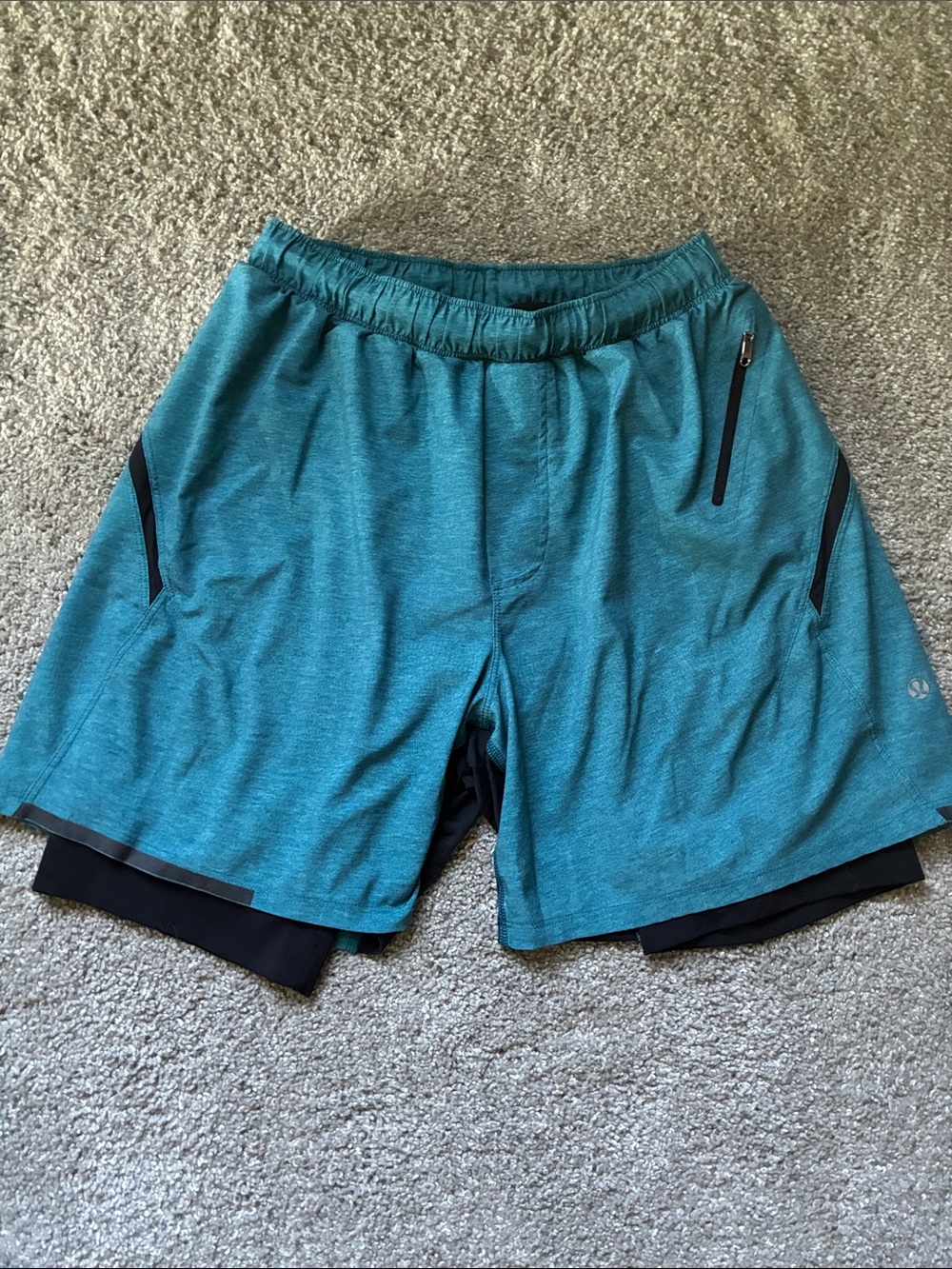 lululemon athletica Men's Teal 2-in-1 Athletic Shorts